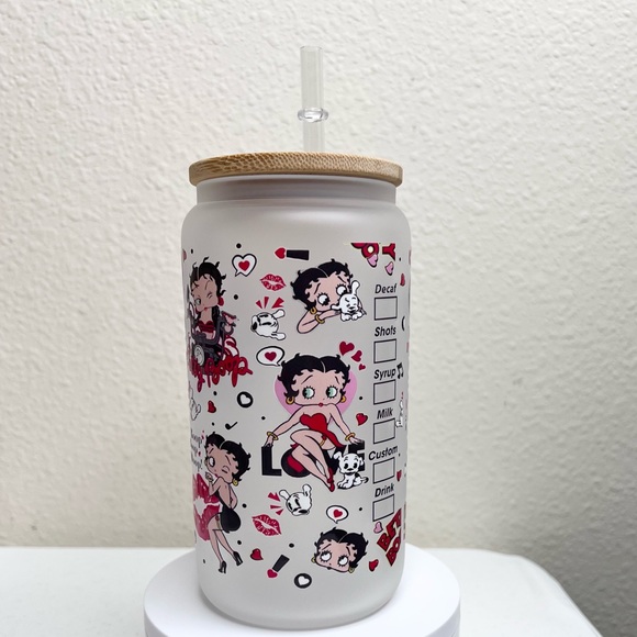 Starbucks Coffee and Betty Boop Handmade Libbey Glass Cup - Picture 3 of 5